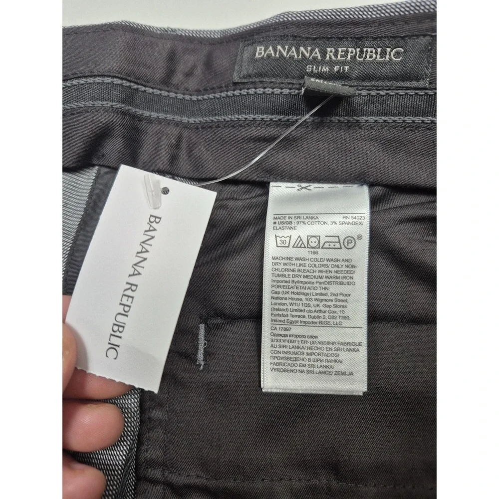 Banana Republic Dress Pants Mens 44x32 Gray Slim Fit Non Iron Stretch Cotton